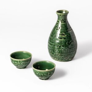 Deep Pine Sake Flask and Sake Cup Set