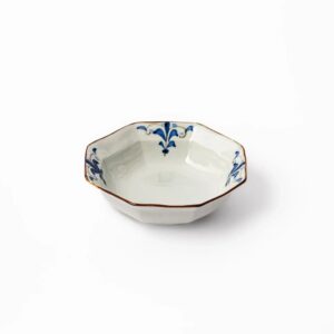 Floral Leaves Rimmed Octagonal Cereal Bowl